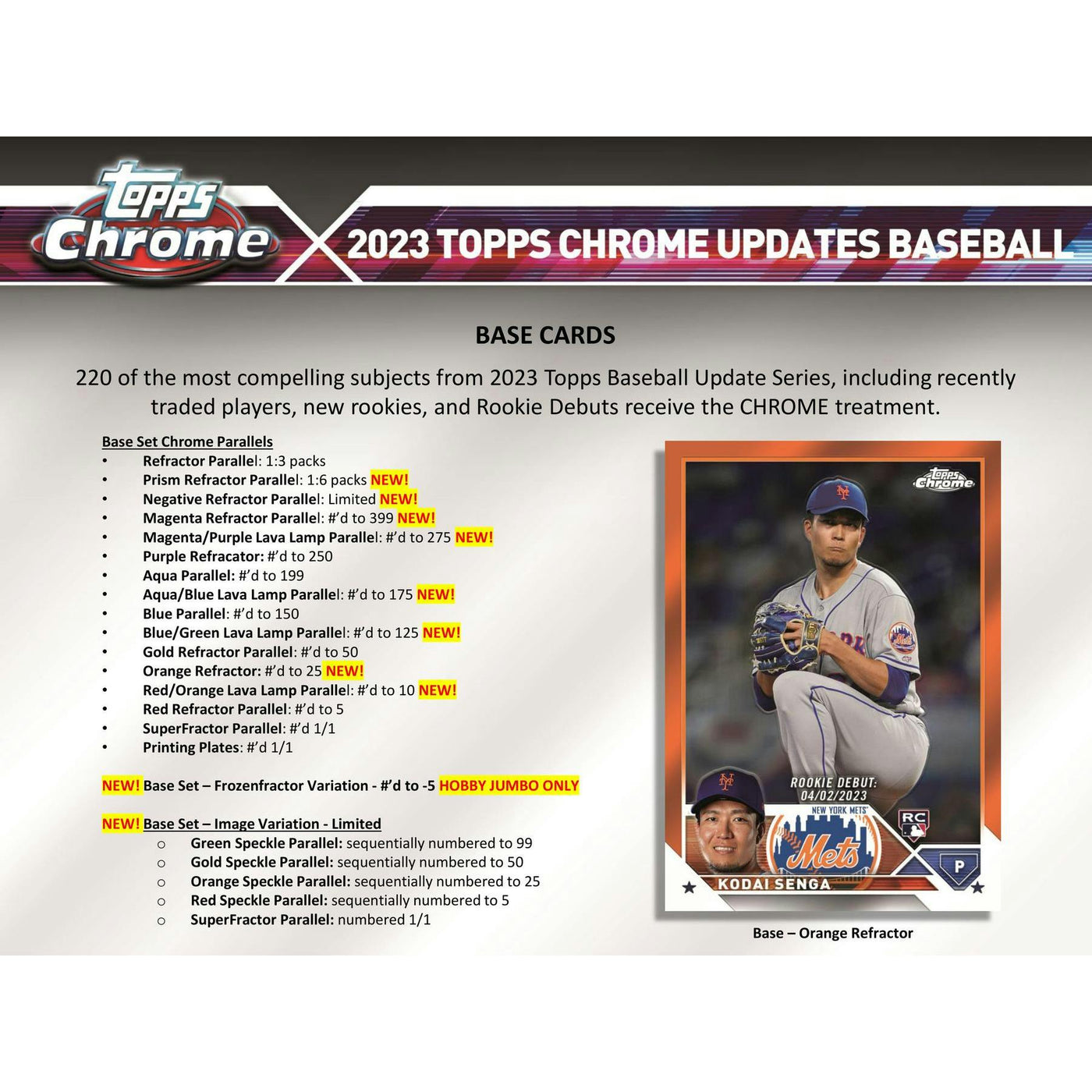 2023 Topps Chrome Update Series Baseball Hobby Jumbo 8-Box Case