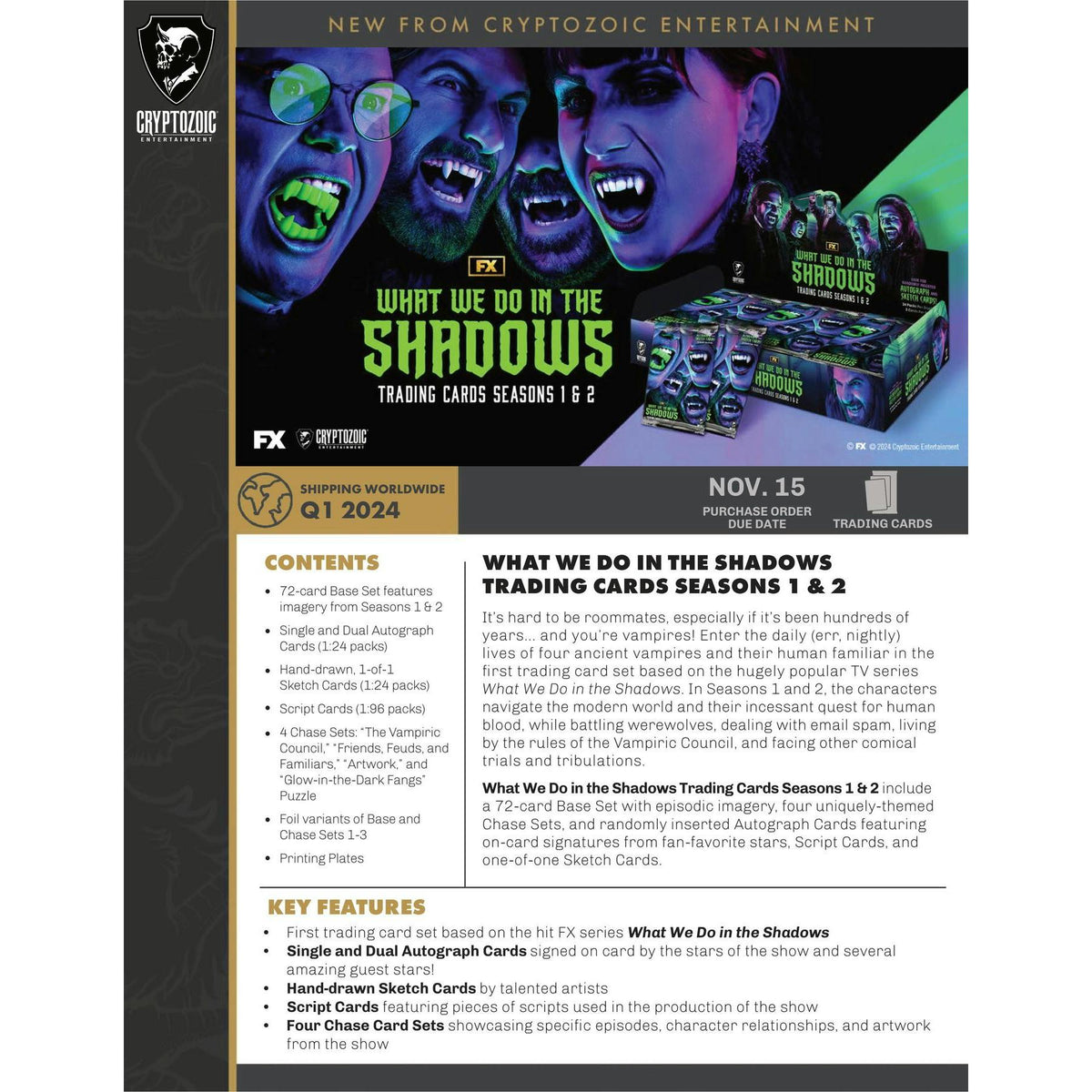 2024 Cryptozoic What We Do in the Shadows Seasons 1 & 2 Trading Cards Hobby Box (Presell)