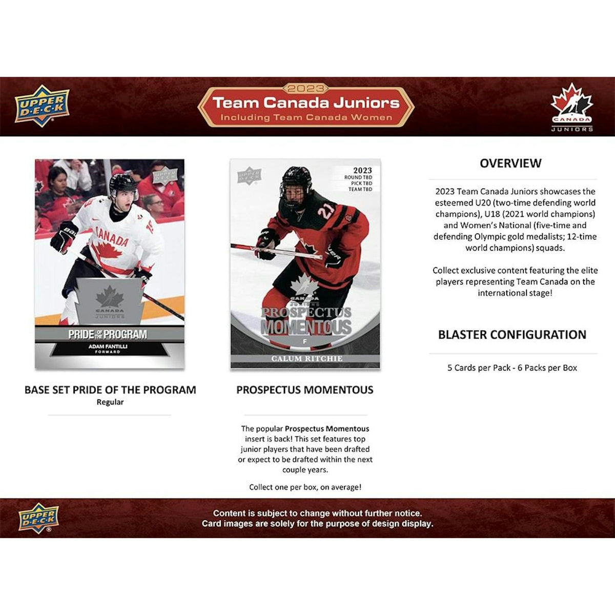 2023 Upper Deck Team Canada Juniors Hockey Blaster 20-Box Case