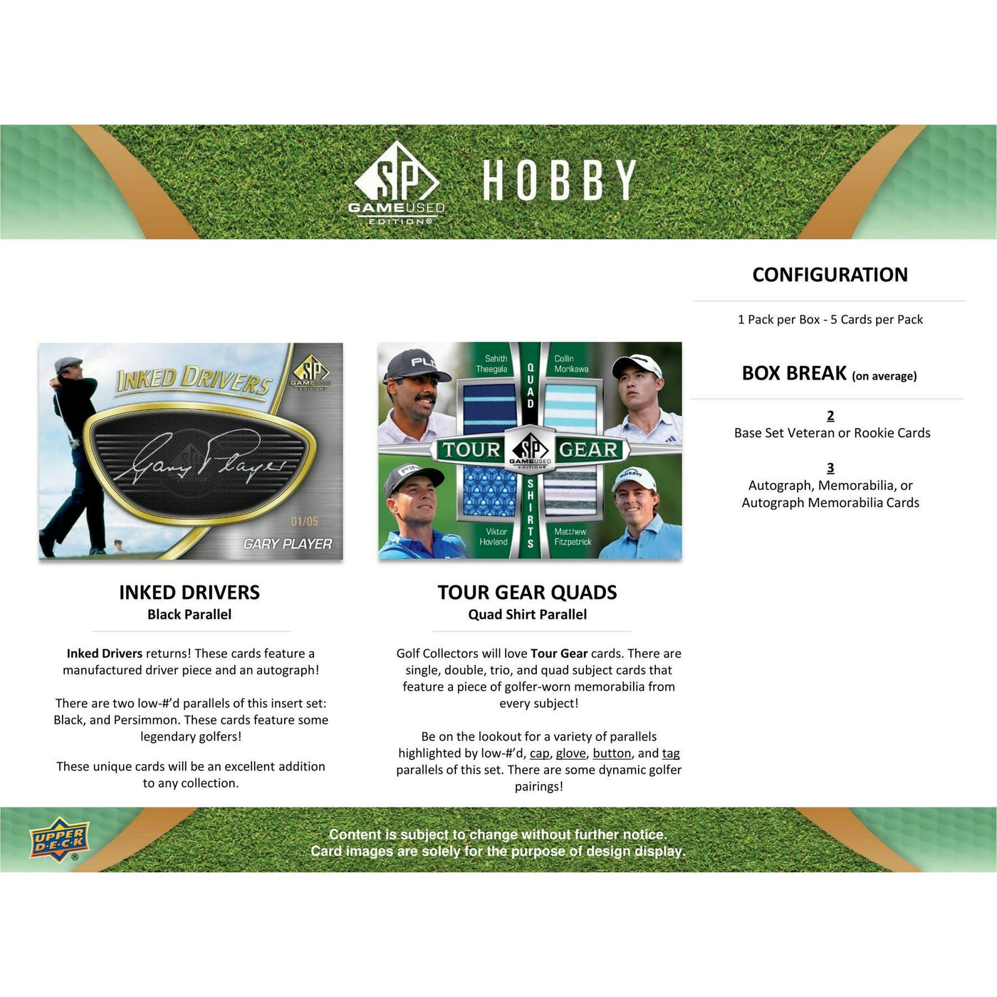 2024 Upper Deck SP Game Used Golf Hobby 10-Box Case
