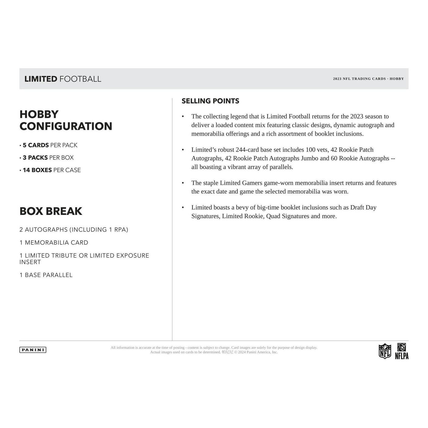 2023 Panini Limited Football Hobby 14-Box Case
