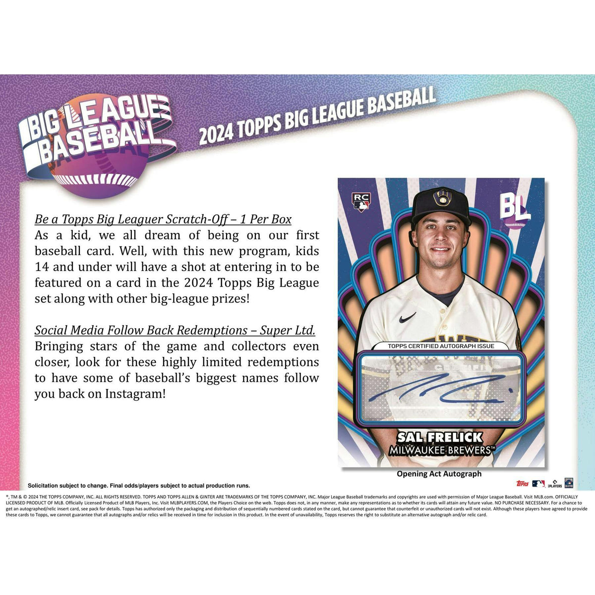 2024 Topps Big League Baseball Hobby 20-Box Case