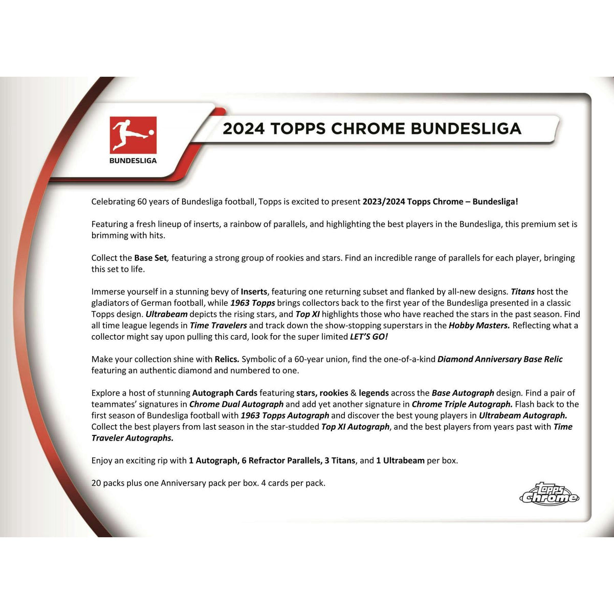 2023/24 Topps Chrome Bundesliga Soccer Hobby Box