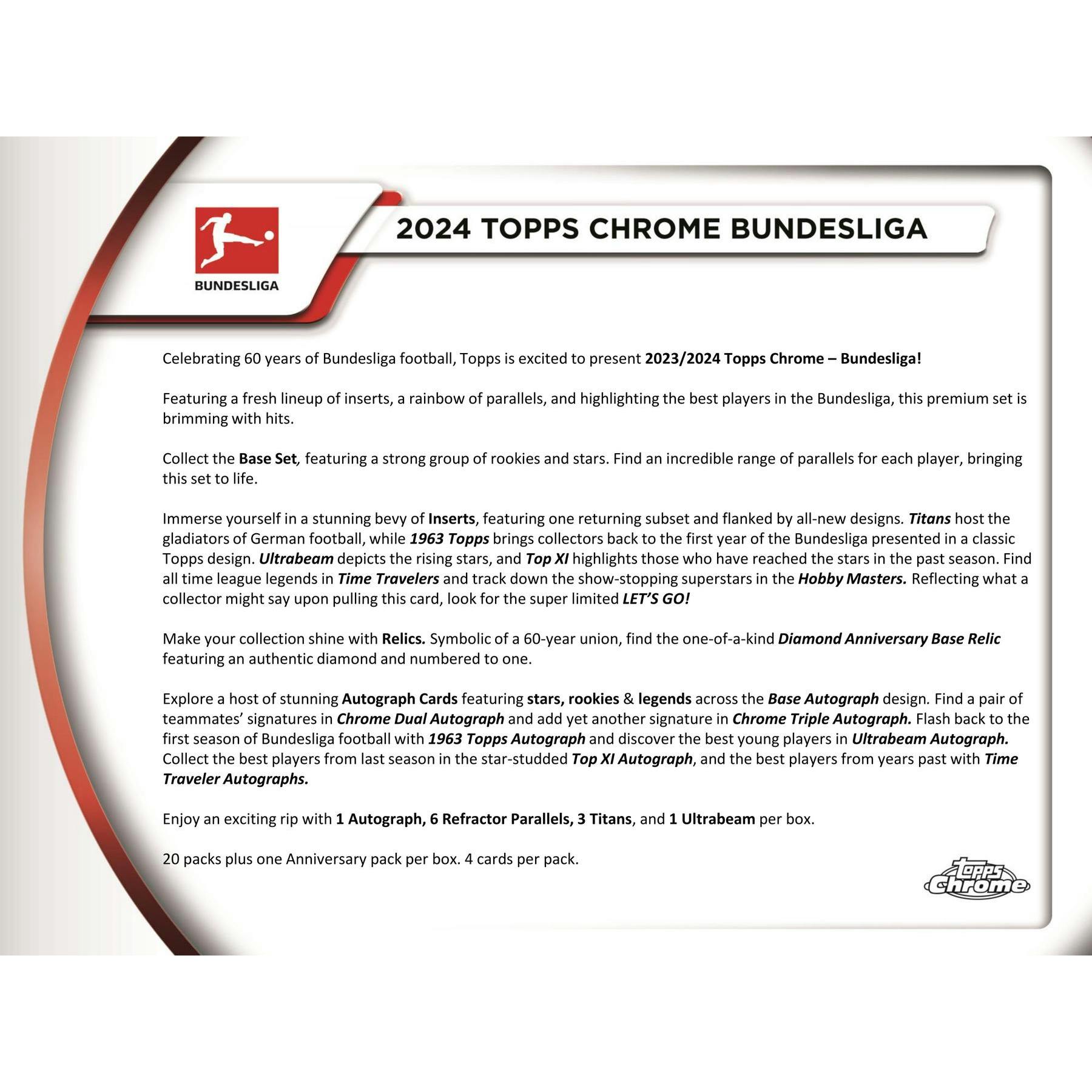 2023/24 Topps Chrome Bundesliga Soccer Hobby Pack