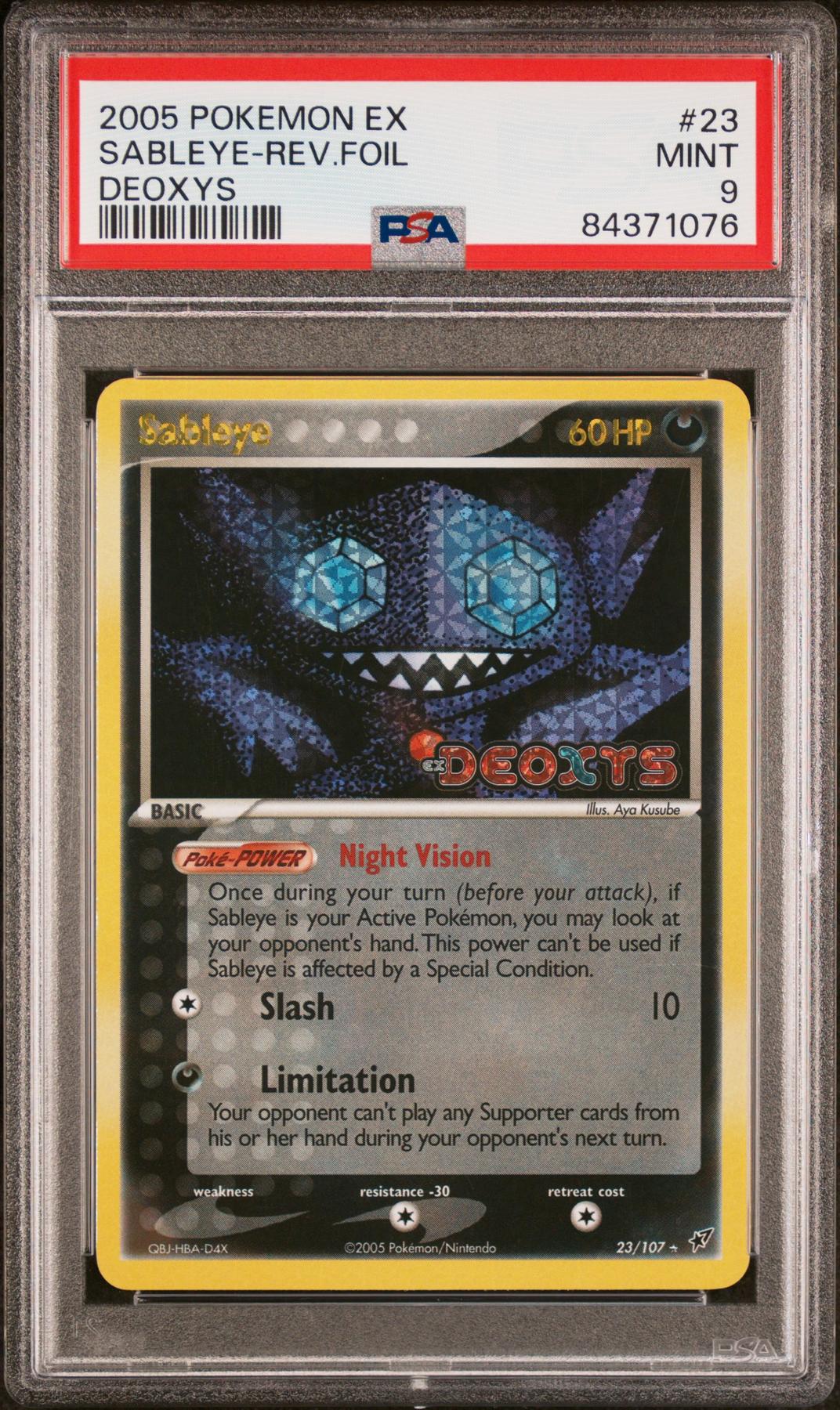 2005 Pokemon EX Deoxys Sableye Reverse Foil #23 PSA 9