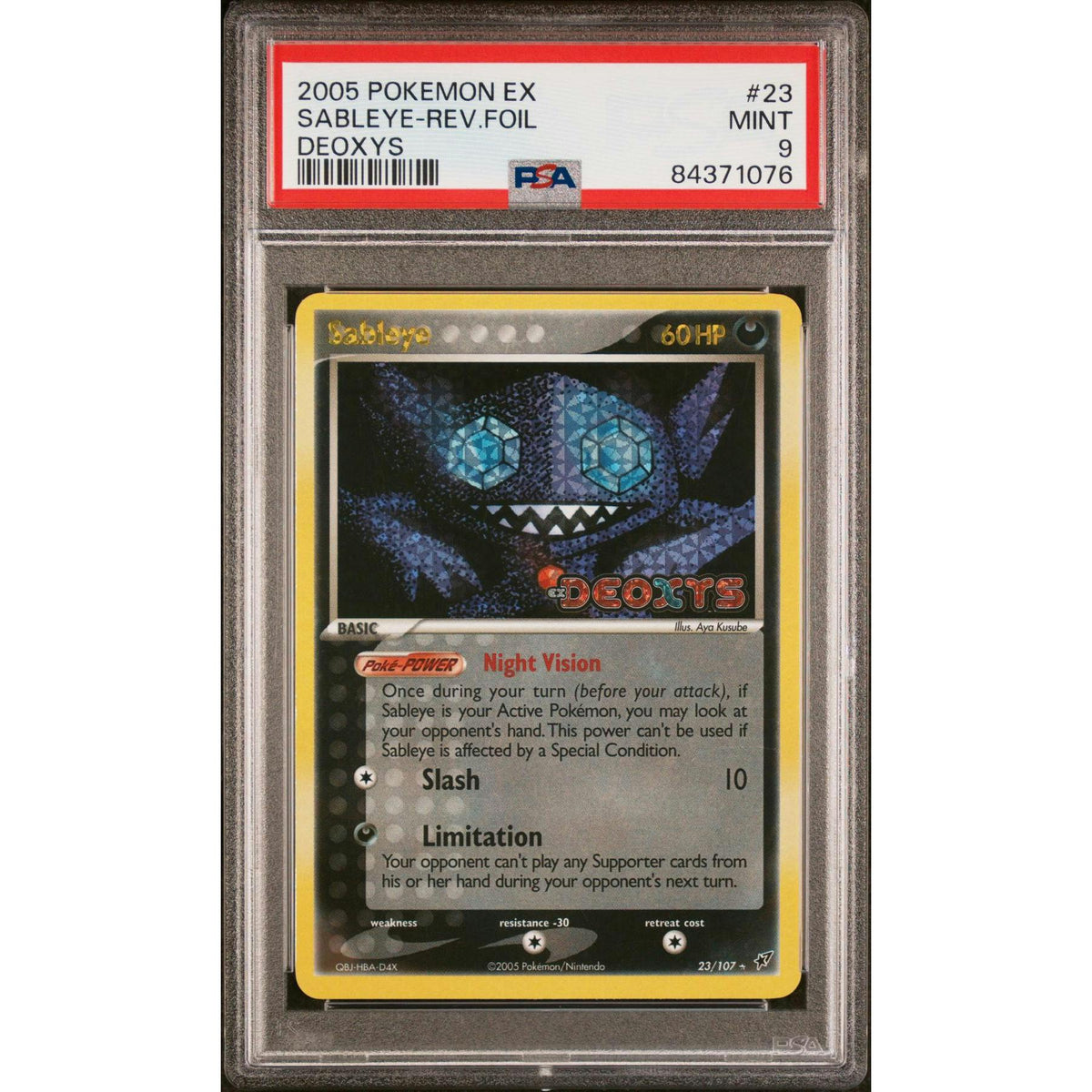 2005 Pokemon EX Deoxys Sableye Reverse Foil #23 PSA 9
