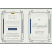 2019 Panini National Treasures Baseball #LMBLG Lou Gehrig Legends Materials Black Booklet Quad Jersey #2/3