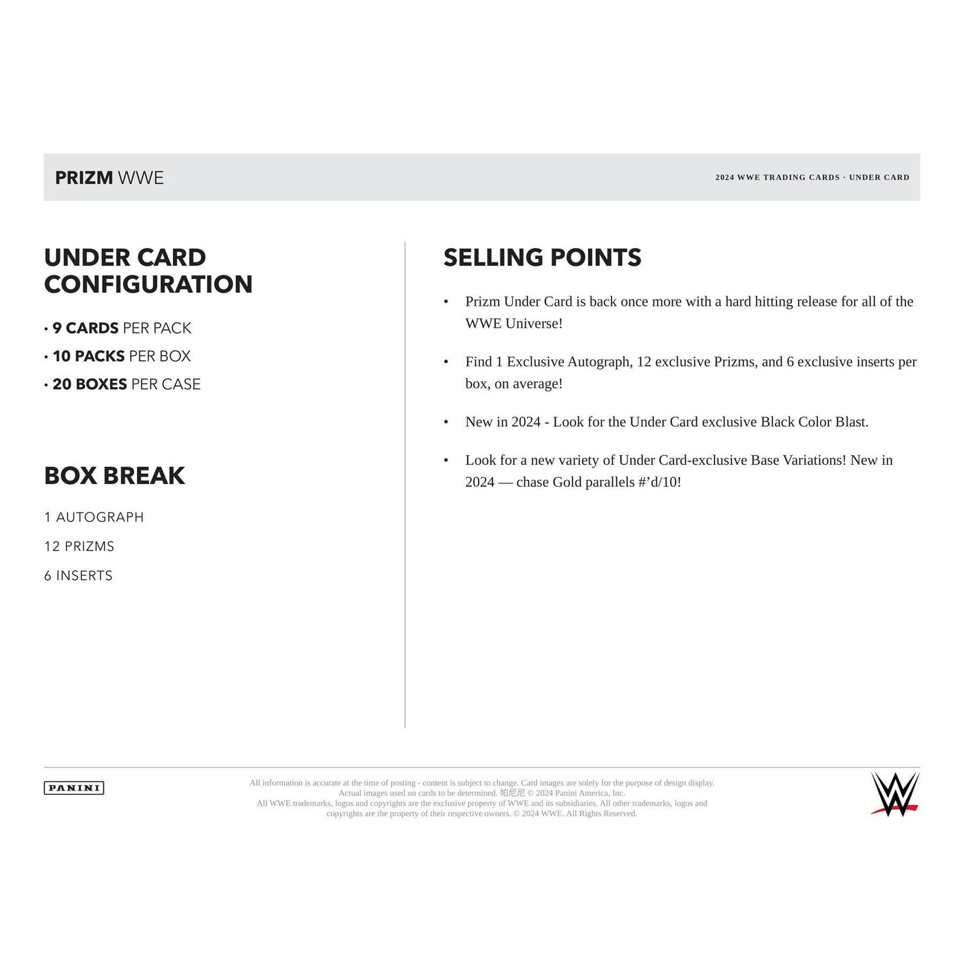 2024 Panini Prizm WWE Wrestling Under Card Box