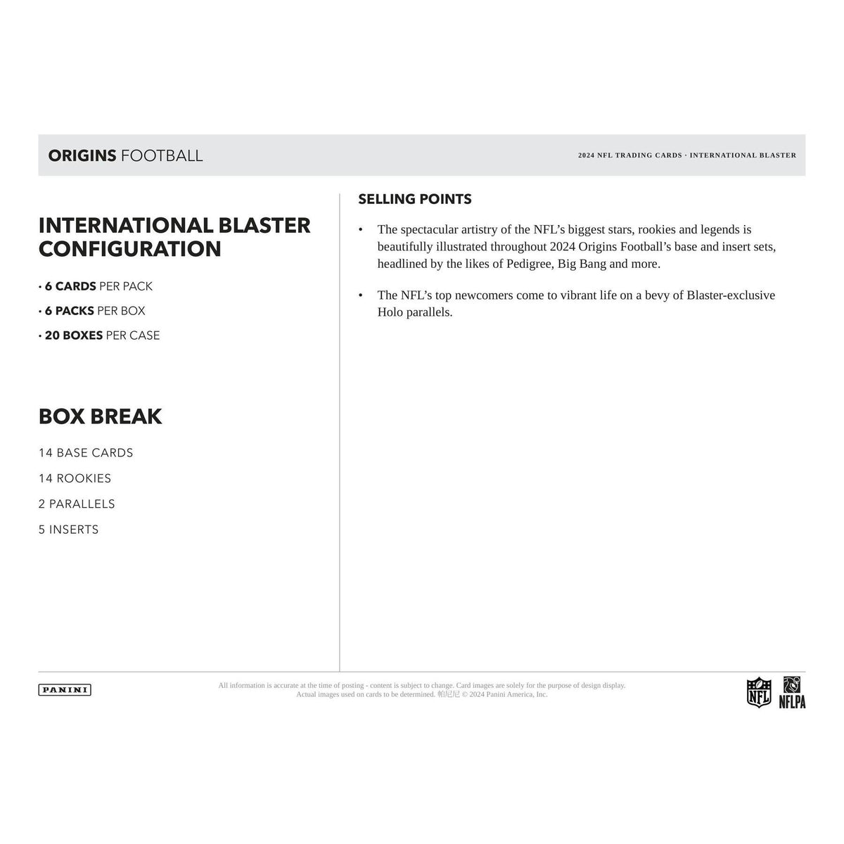 2024 Panini Origins Football International Blaster Box