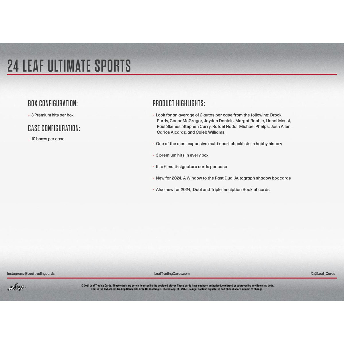 2024 Leaf Ultimate Sports Hobby Box (Reed Buy)