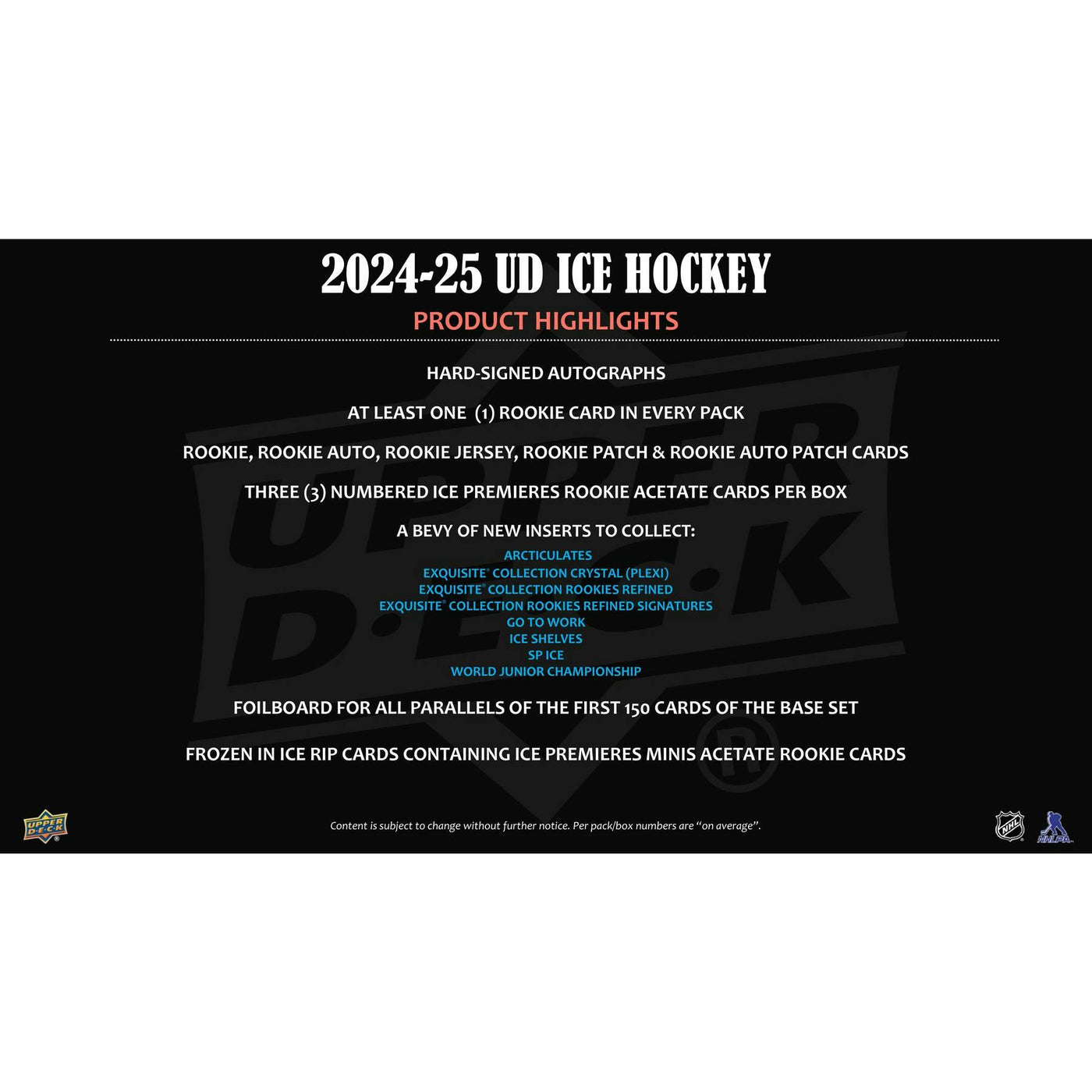 2024/25 Upper Deck Ice Hockey Hobby 24-Box Case