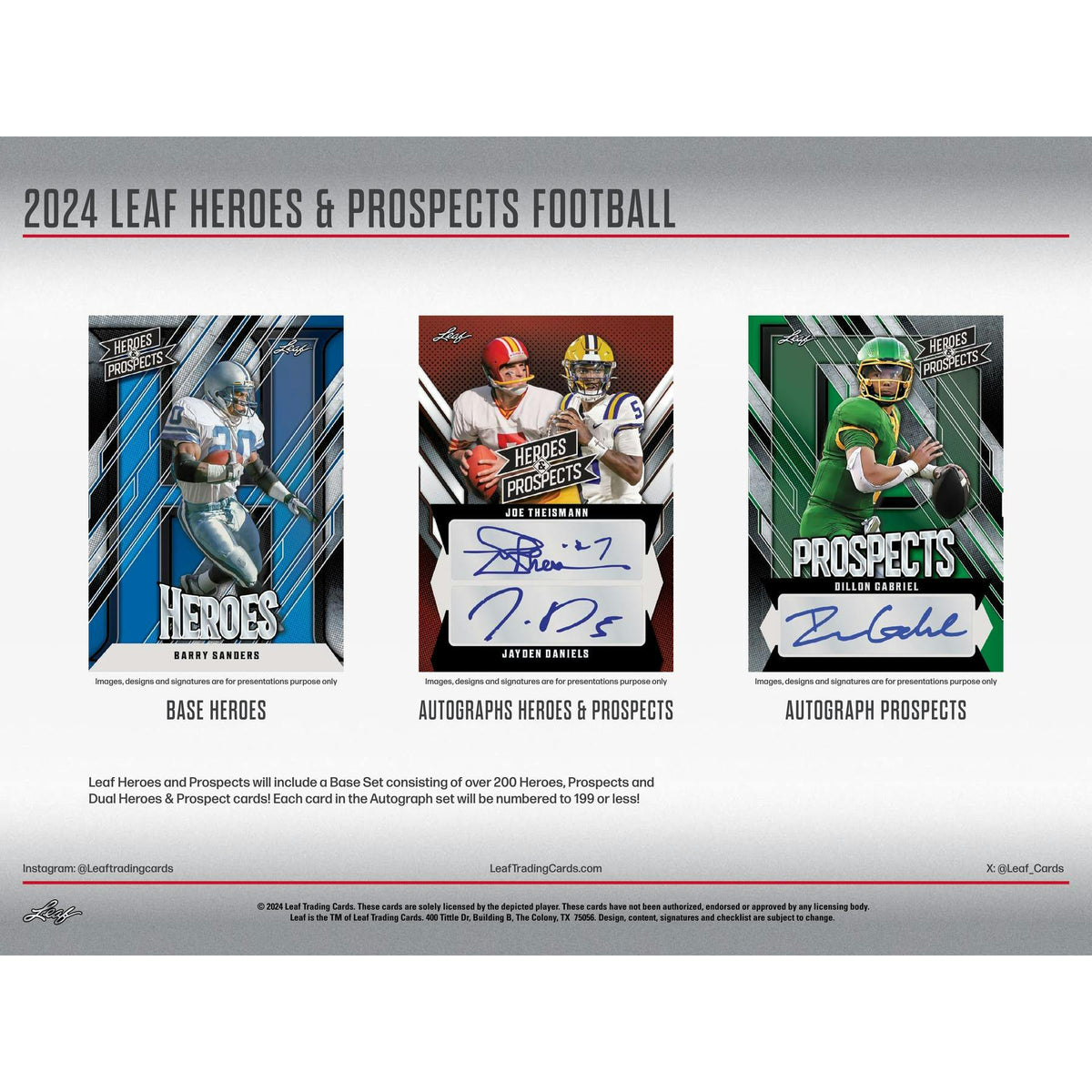 2024 Leaf Heroes & Prospects Football Hobby Jumbo Box