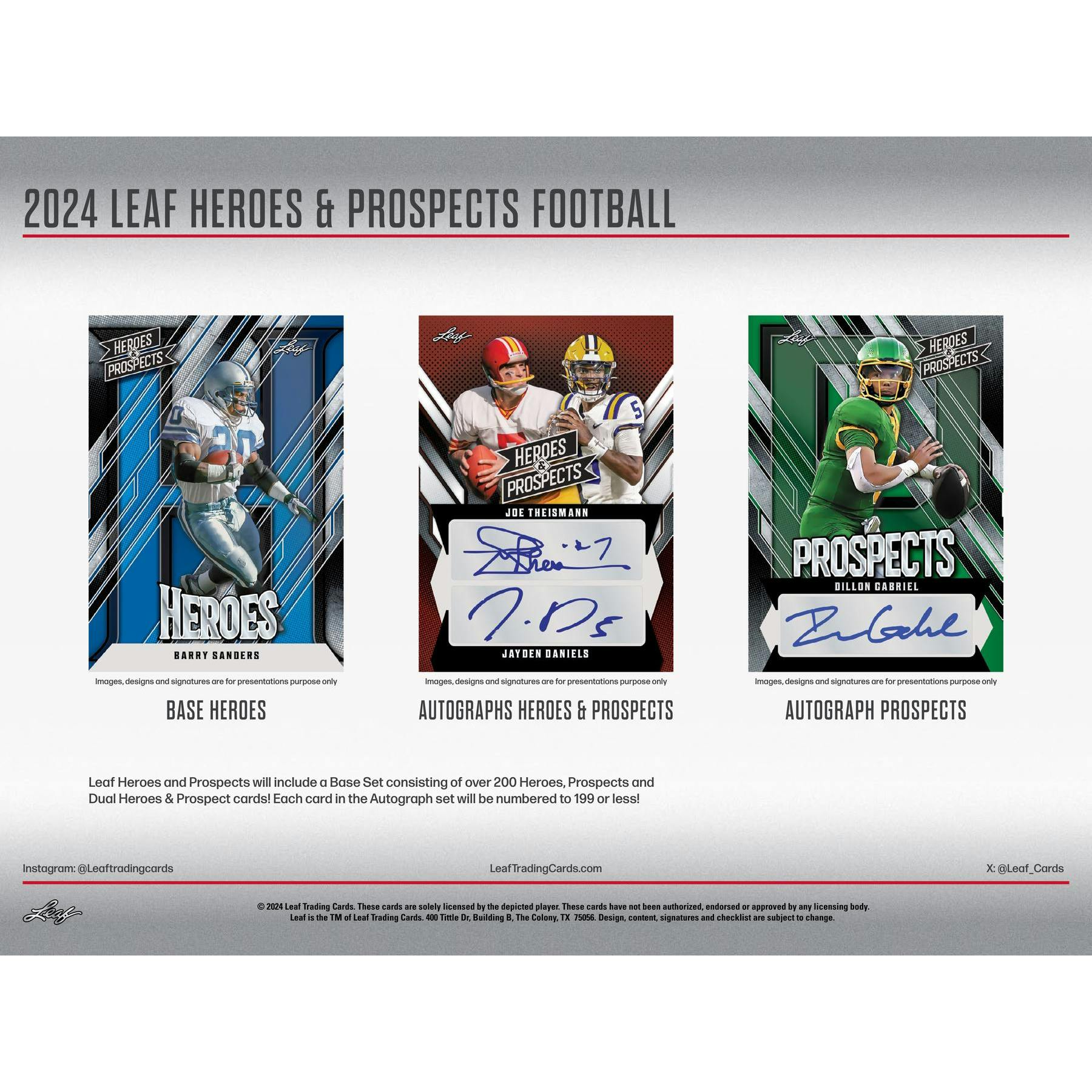 2024 Leaf Heroes & Prospects Football Hobby Jumbo Box