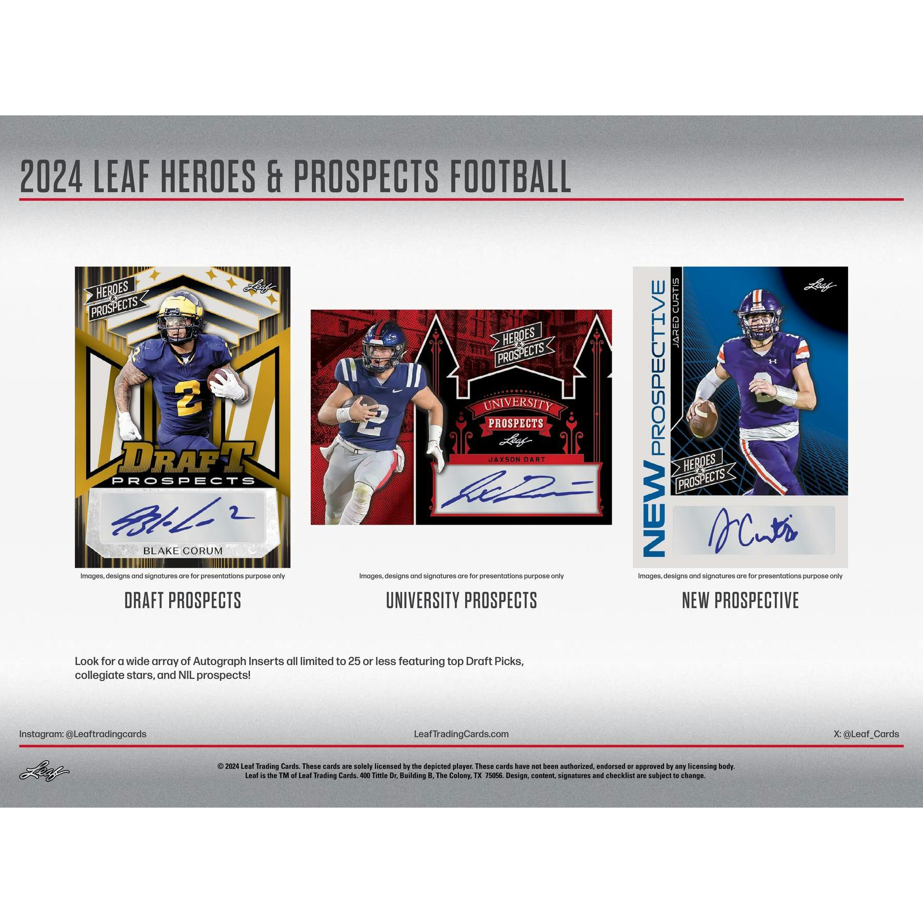 2024 Leaf Heroes & Prospects Football Hobby Jumbo Box