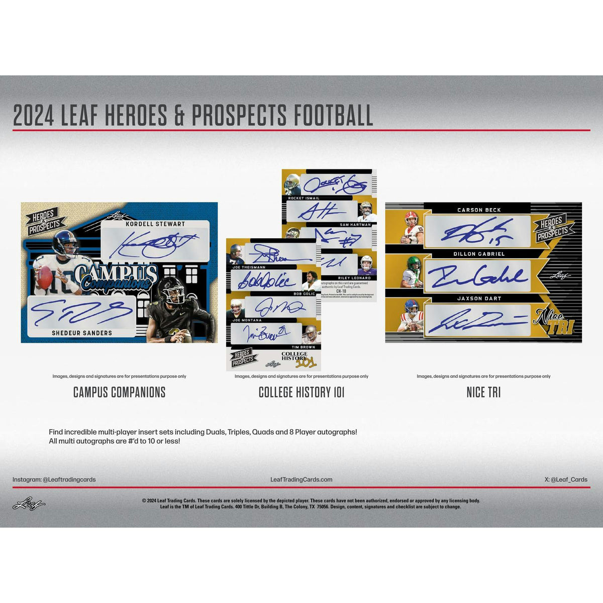 2024 Leaf Heroes & Prospects Football Hobby Jumbo Box