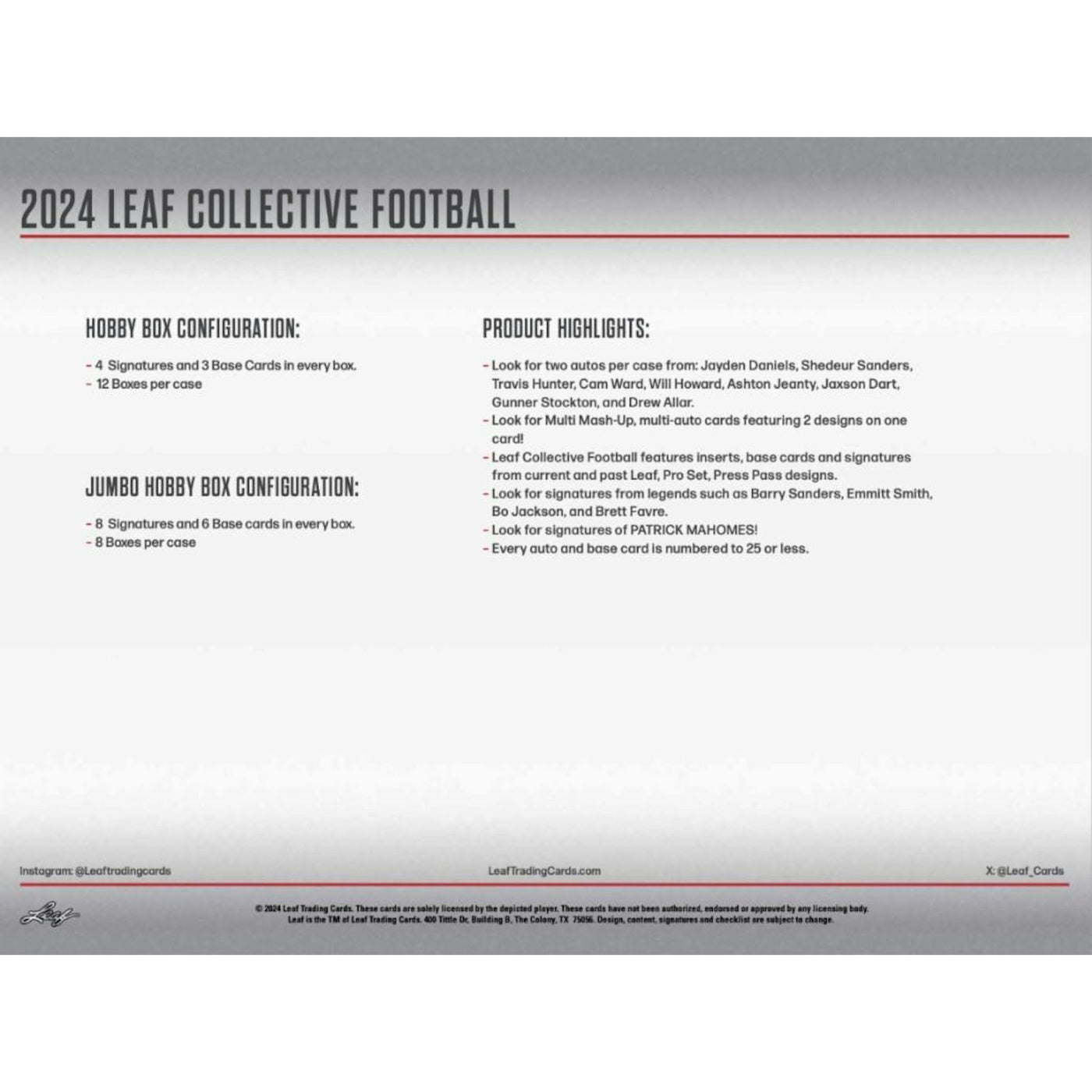 2024 Leaf Collective Football Blaster Box