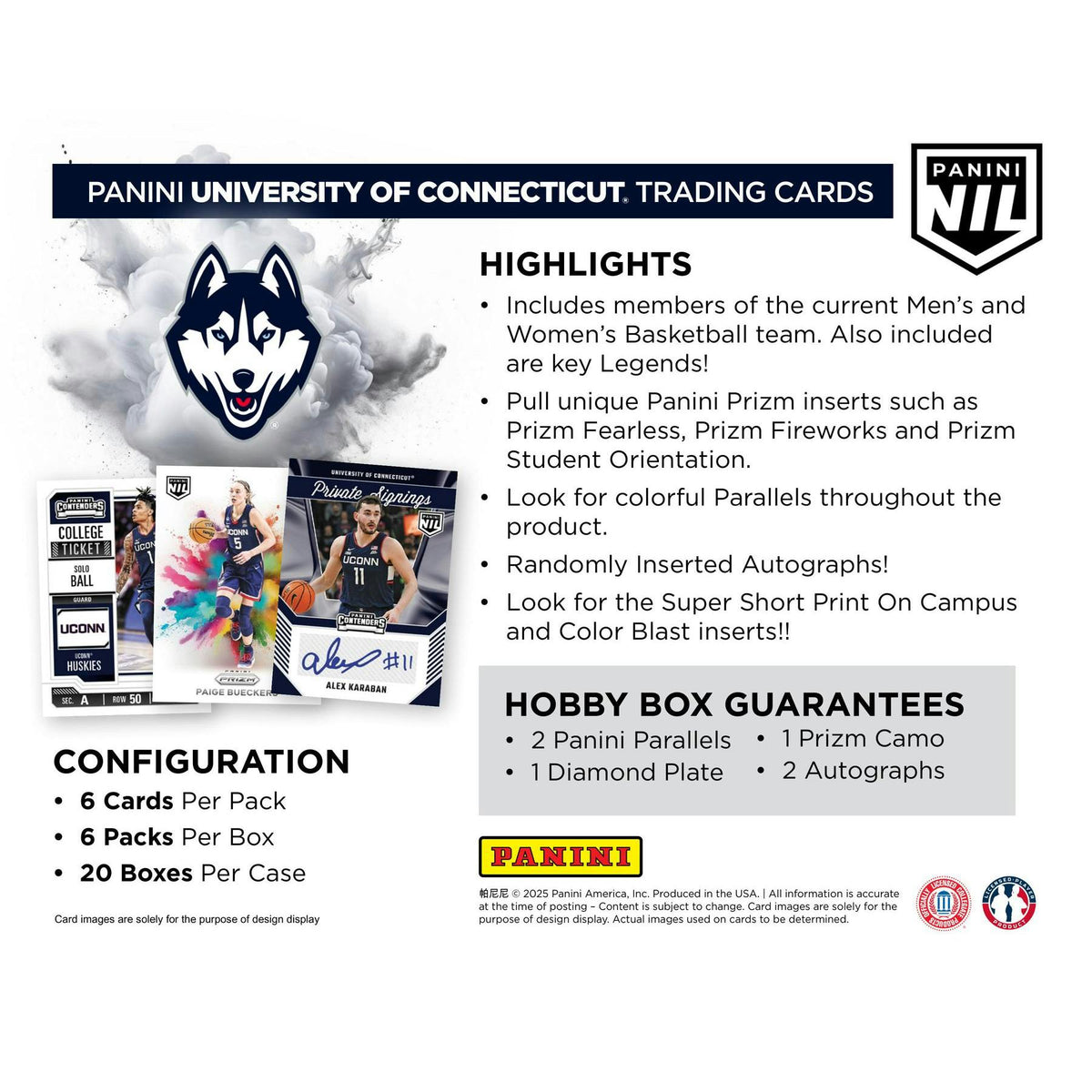 2024/25 Panini UConn Collegiate Basketball Hobby Box