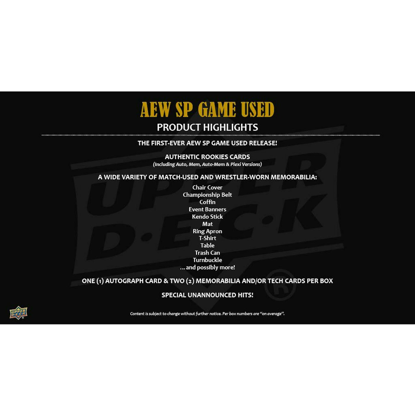 2025 Upper Deck AEW SP Game Used Wrestling Hobby Box