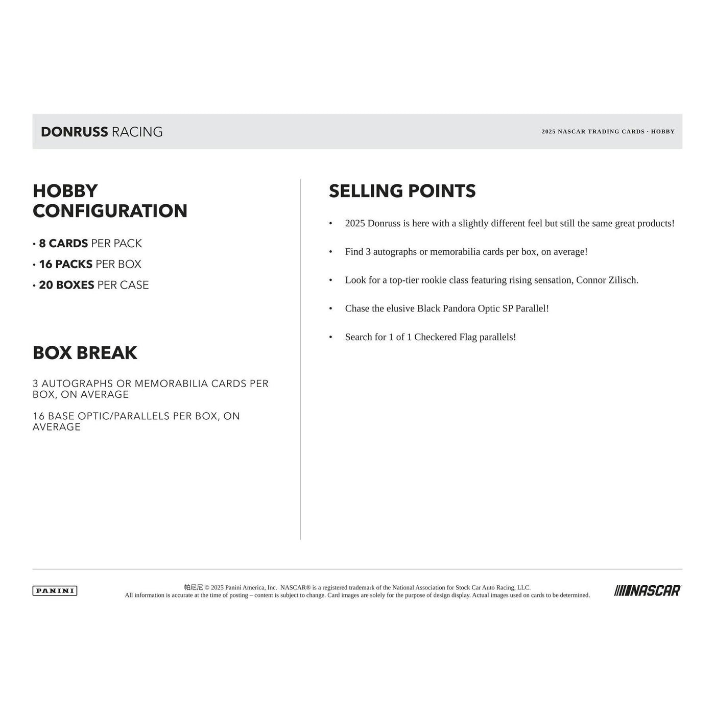 2025 Panini Donruss Racing Hobby 20-Box Case