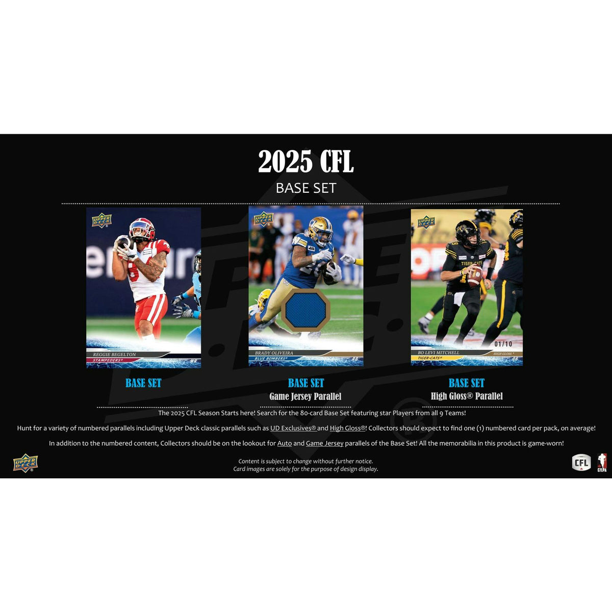 2025 Upper Deck CFL Canadian Football League Hobby 20-Box Case