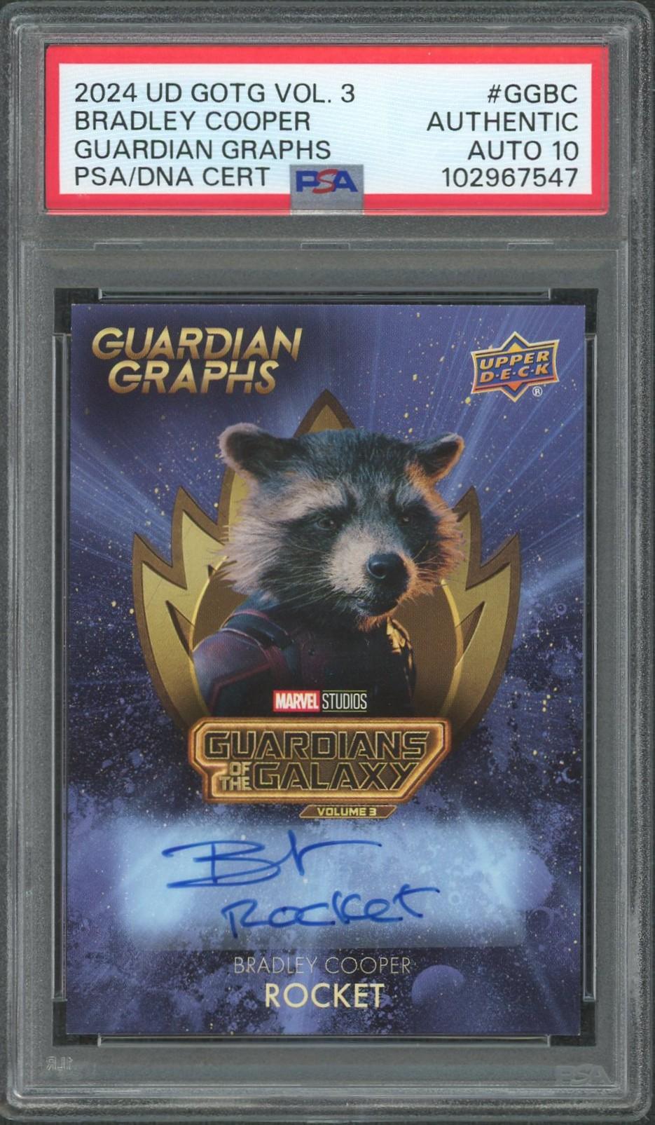 2024 UD Marvel Guardians of the Galaxy Vol. 3 Bradley Cooper Rocket Auto PSA Auth/Auto 10