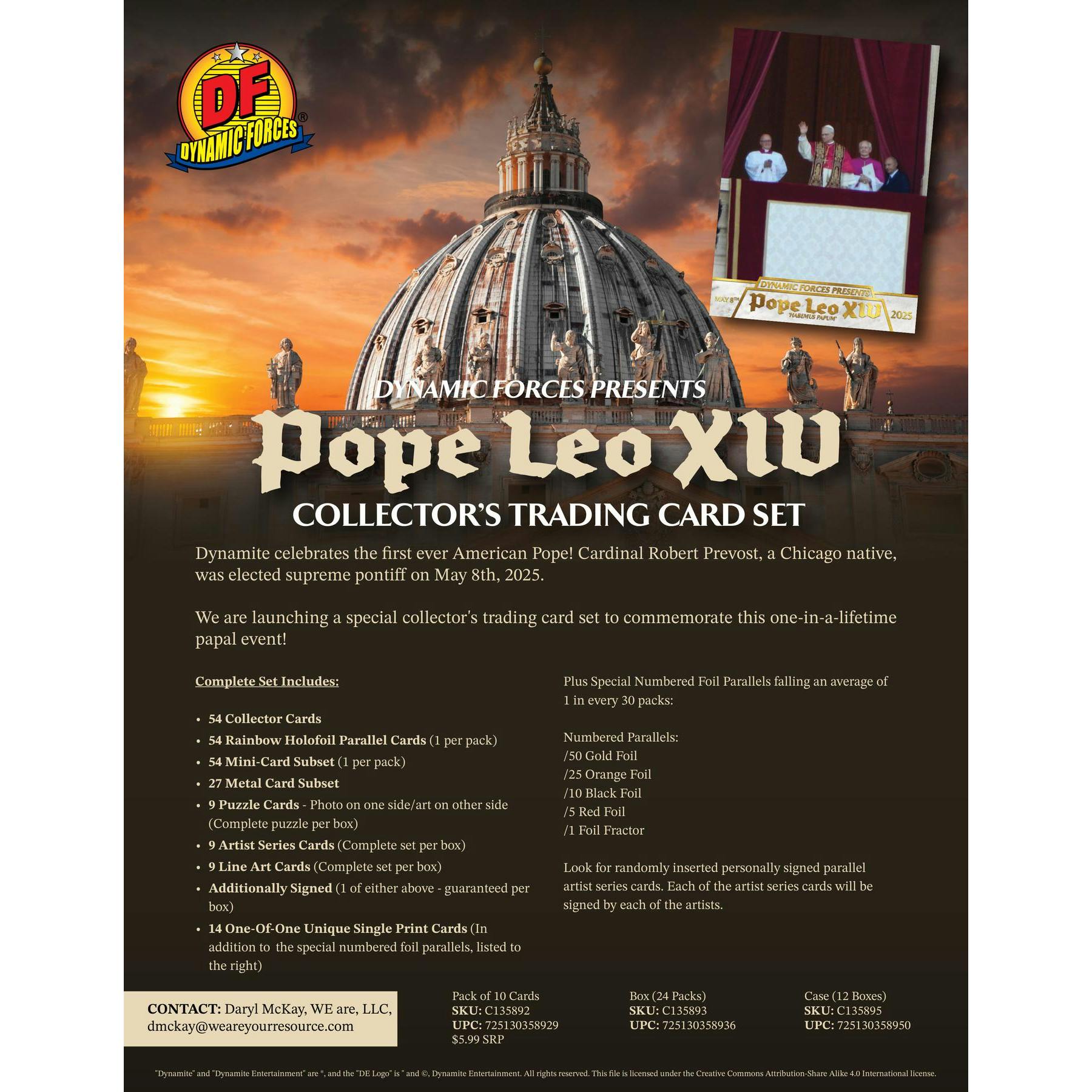 2025 Dynamic Forces Pope Leo XIV Collector's Trading Card Set Hobby 12-Box Case