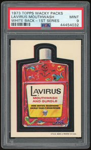 1973 Topps Wacky Packages Lavirus Mouthwash 1st Series White Back PSA 9 *4032 (Reed Buy)