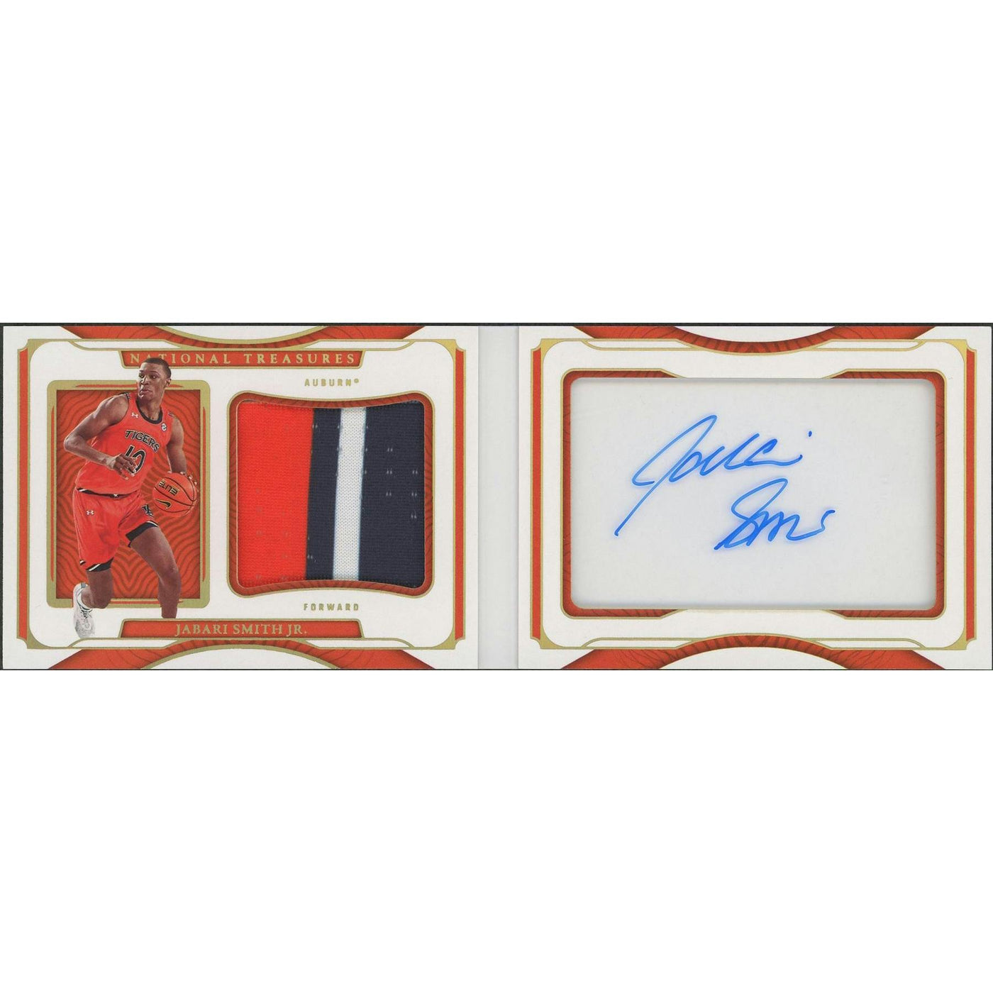 2022/23 Panini National Treasures Collegiate Basketball Jabari Smith Jr. Booklet Rookie Patch Auto #08/10