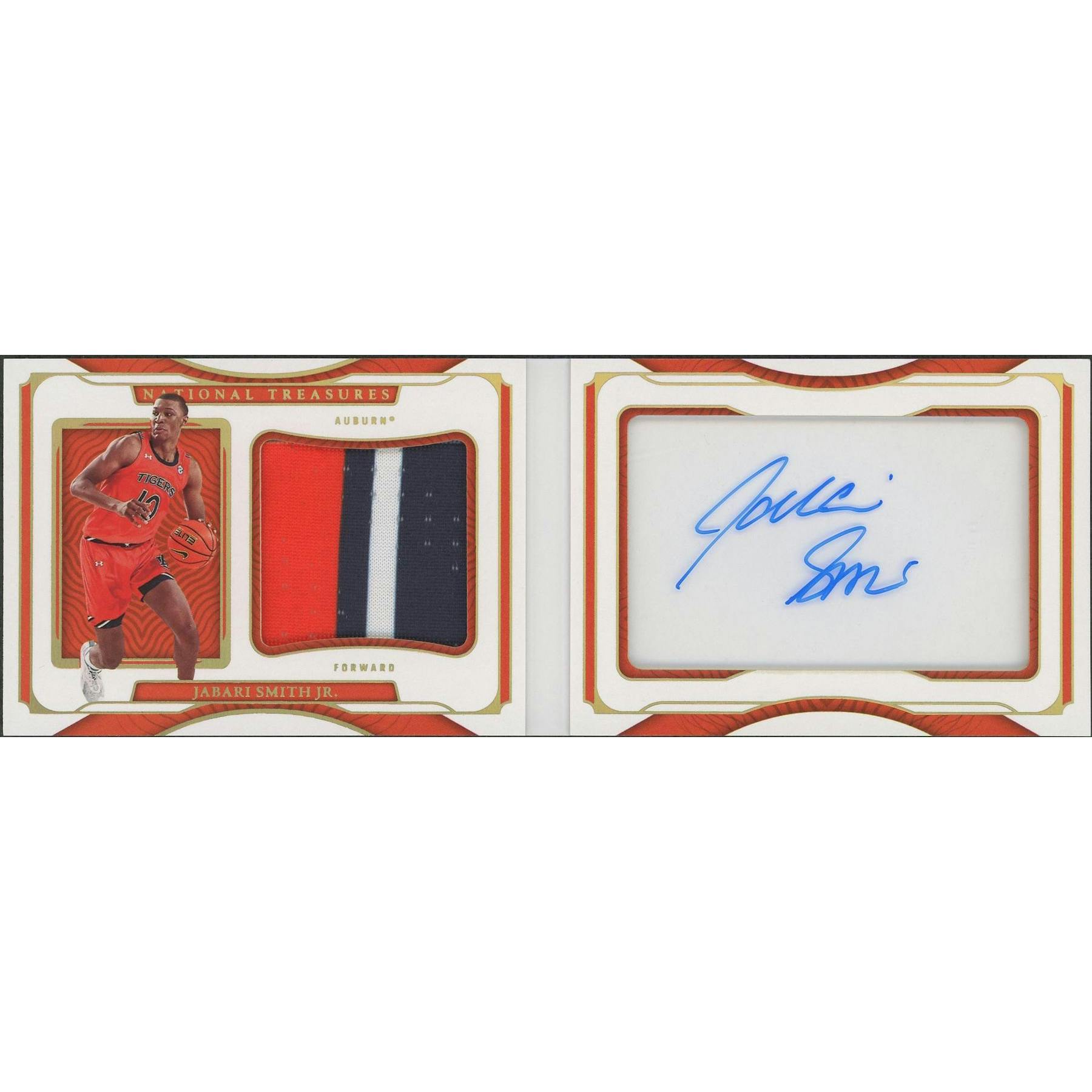 2022/23 Panini National Treasures Collegiate Basketball Jabari Smith Jr. Booklet Rookie Patch Auto #08/10