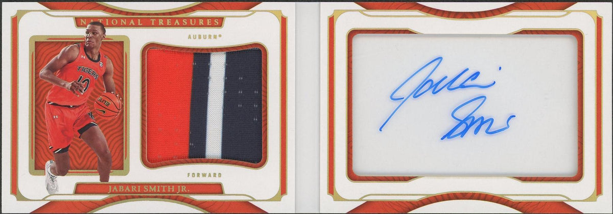 2022/23 Panini National Treasures Collegiate Basketball Jabari Smith Jr. Booklet Rookie Patch Auto #08/10