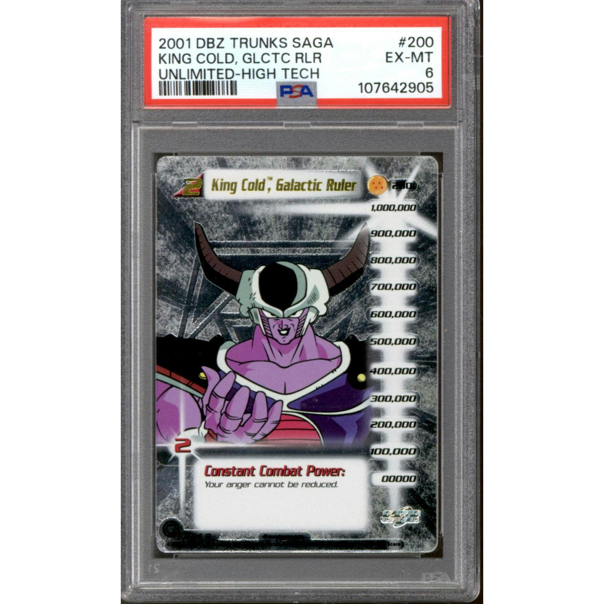 Score Dragon Ball Z Trunks Saga King Cold, Galactic Ruler 200 High Tech 9/9 FOIL PSA 6