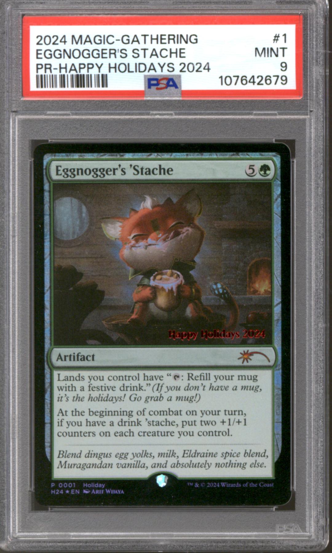 Magic the Gathering Holiday Promo Eggnogger's 'Stache PSA 9 NEAR MINT