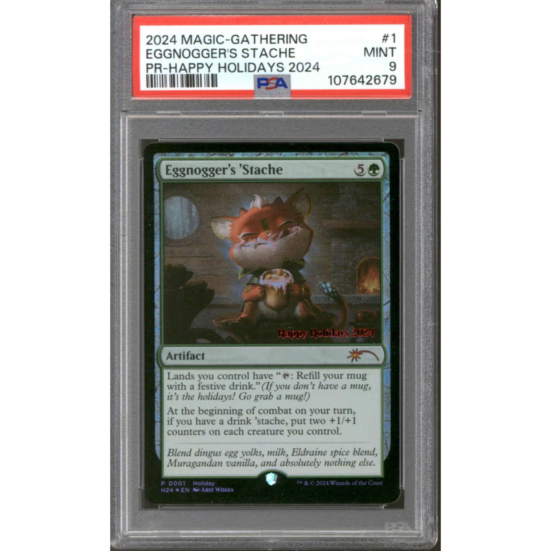 Magic the Gathering Holiday Promo Eggnogger's 'Stache PSA 9 NEAR MINT