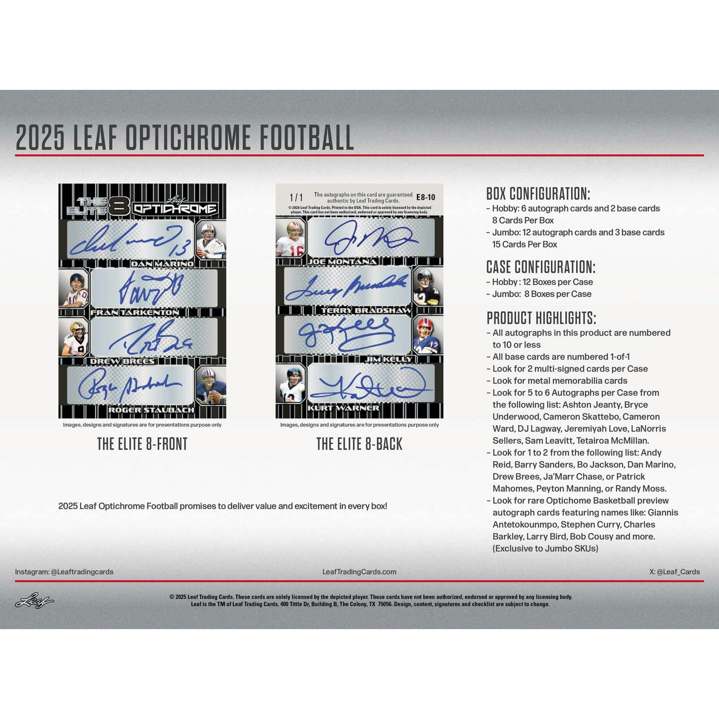 2025 Leaf Optichrome Football Hobby Box