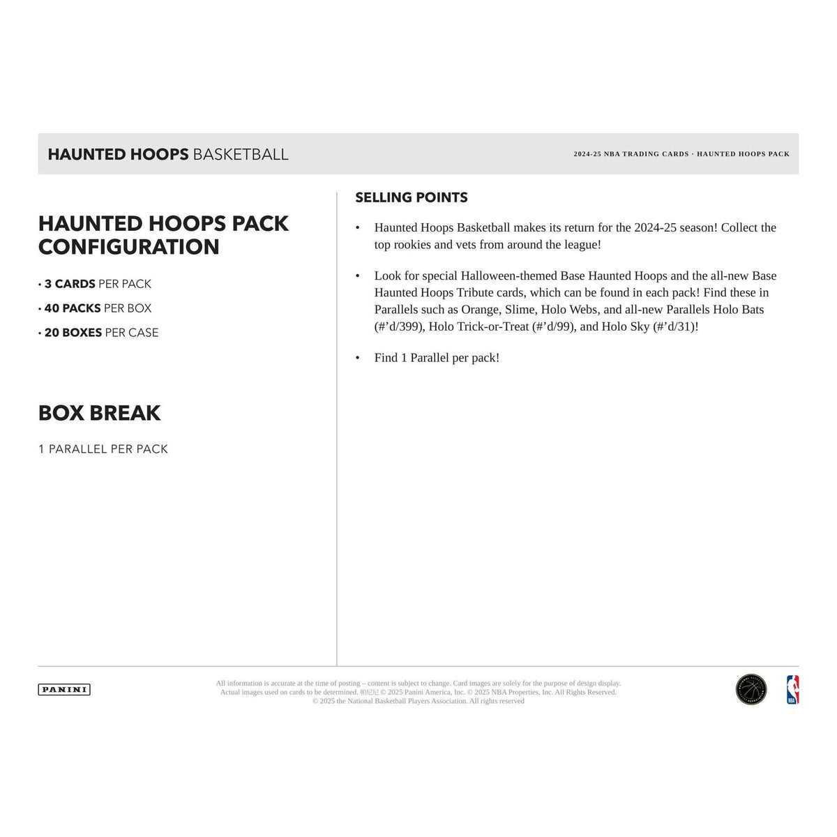 2024/25 Panini Haunted Hoops Halloween Basketball 40-Pack Box