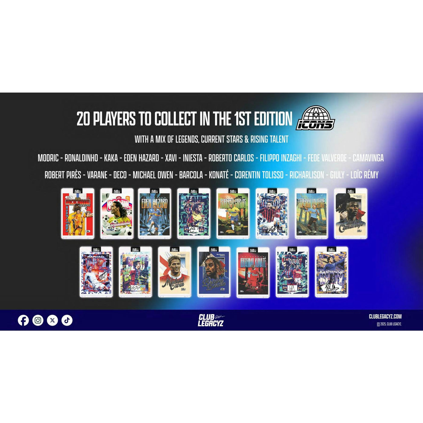 2025 Club Legacyz Icons Soccer First Edition Hobby 6-Box Case