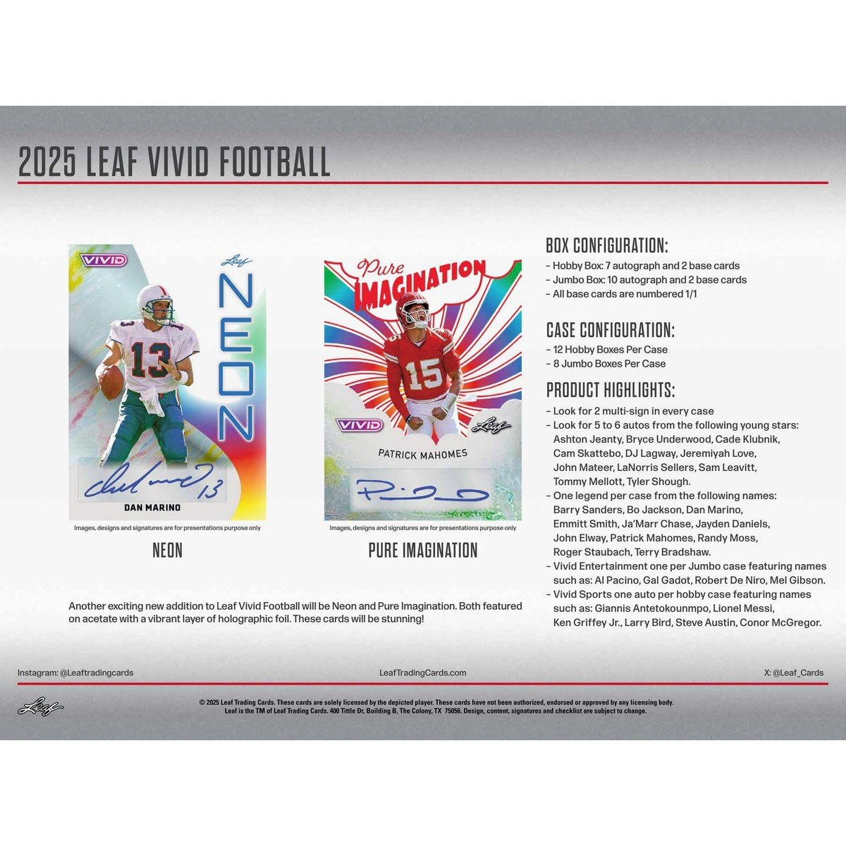 2025 Leaf Vivid Football Hobby Box