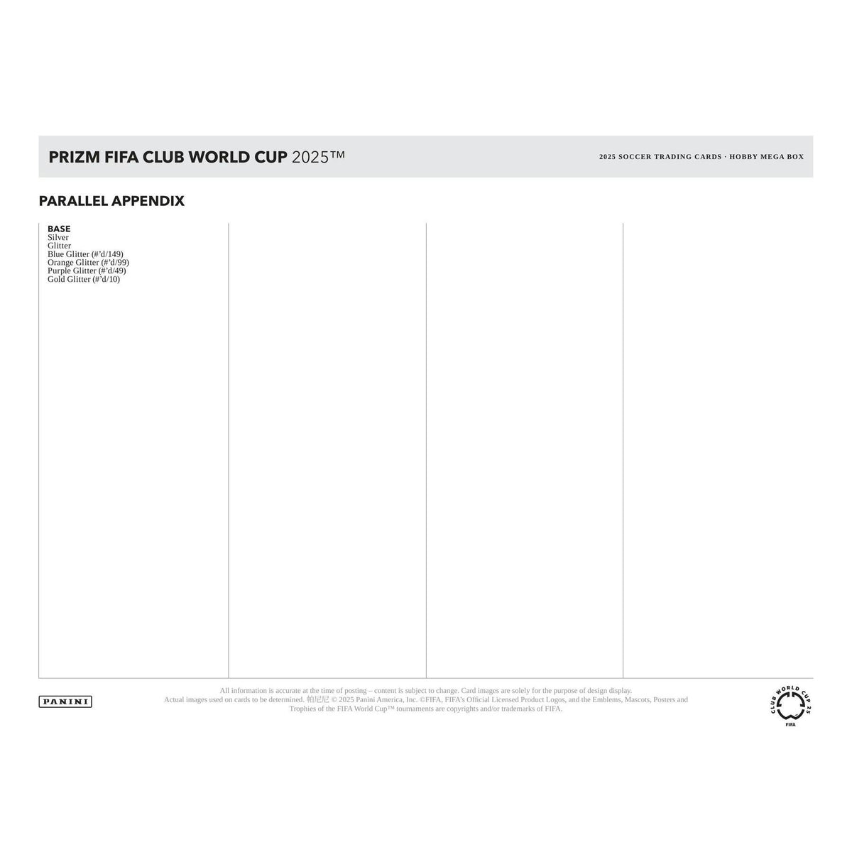 2025 Panini Prizm FIFA Club World Cup Soccer Mega Hobby Box