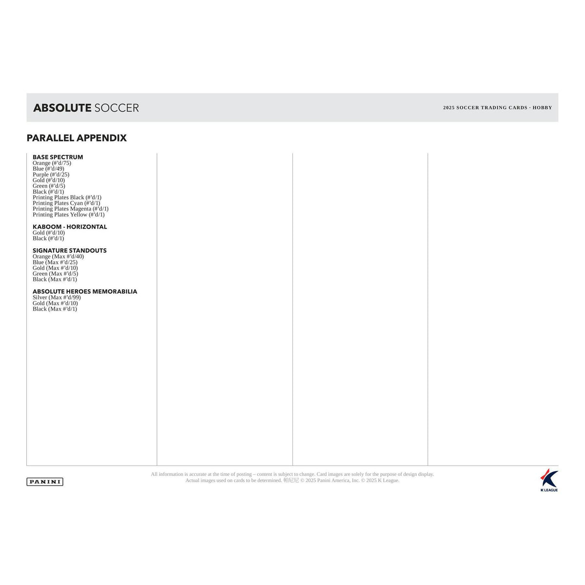 2025 Panini Absolute K League Soccer Hobby 12-Box Case