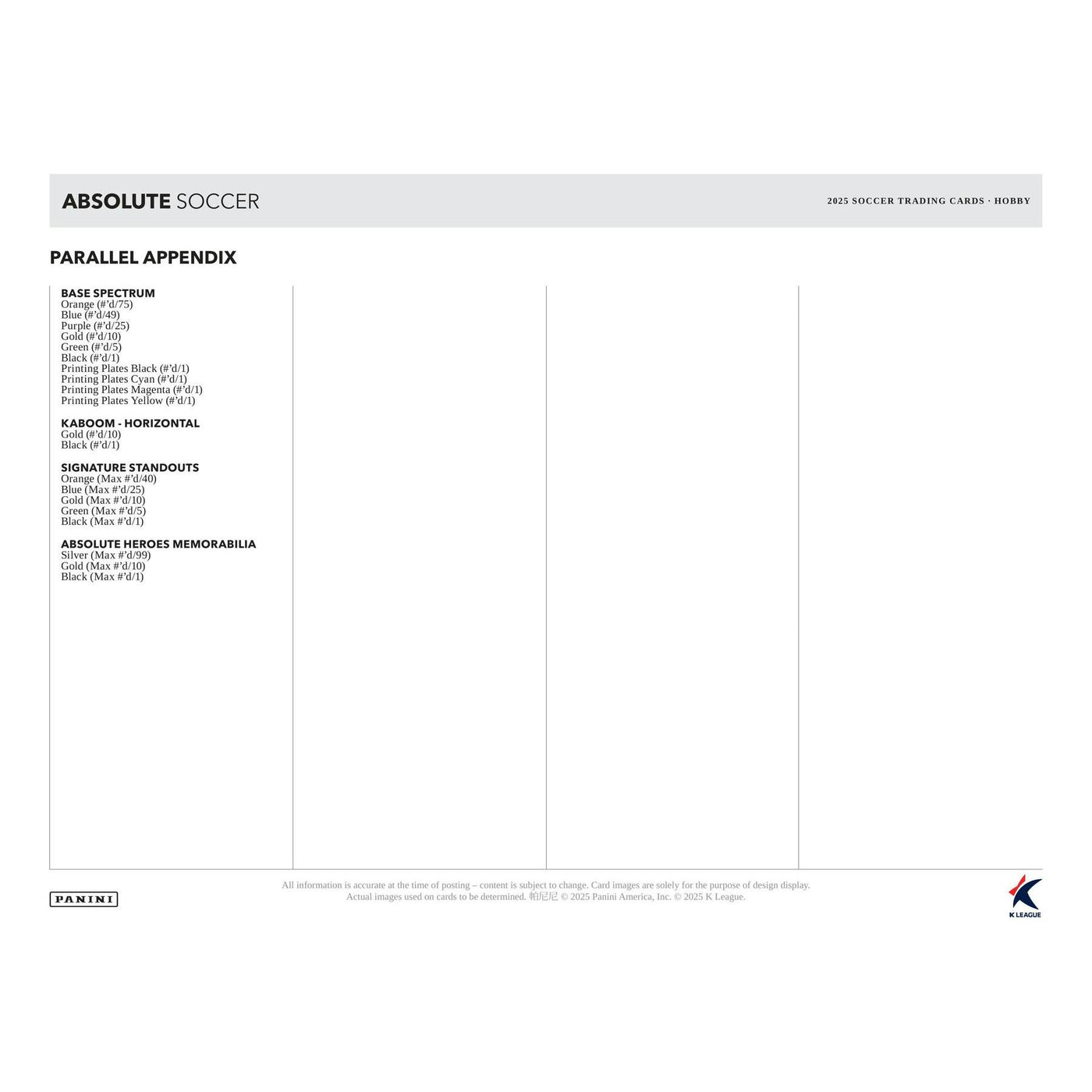 2025 Panini Absolute K League Soccer Hobby Box