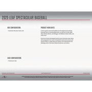 2025 Leaf Spectacular Baseball Hobby 3-Box Case