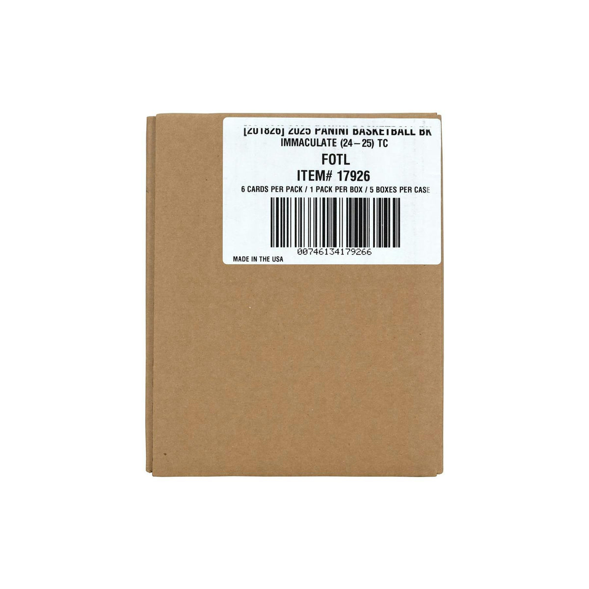 2024/25 Panini Immaculate Basketball 1st Off The Line FOTL Hobby 5-Box Case