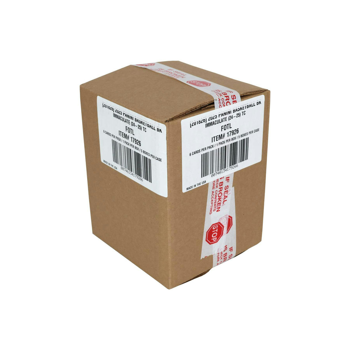 2024/25 Panini Immaculate Basketball 1st Off The Line FOTL Hobby 5-Box Case