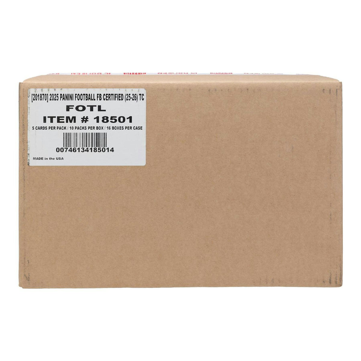 2025 Panini Certified Football 1st Off The Line FOTL Hobby 16-Box Case