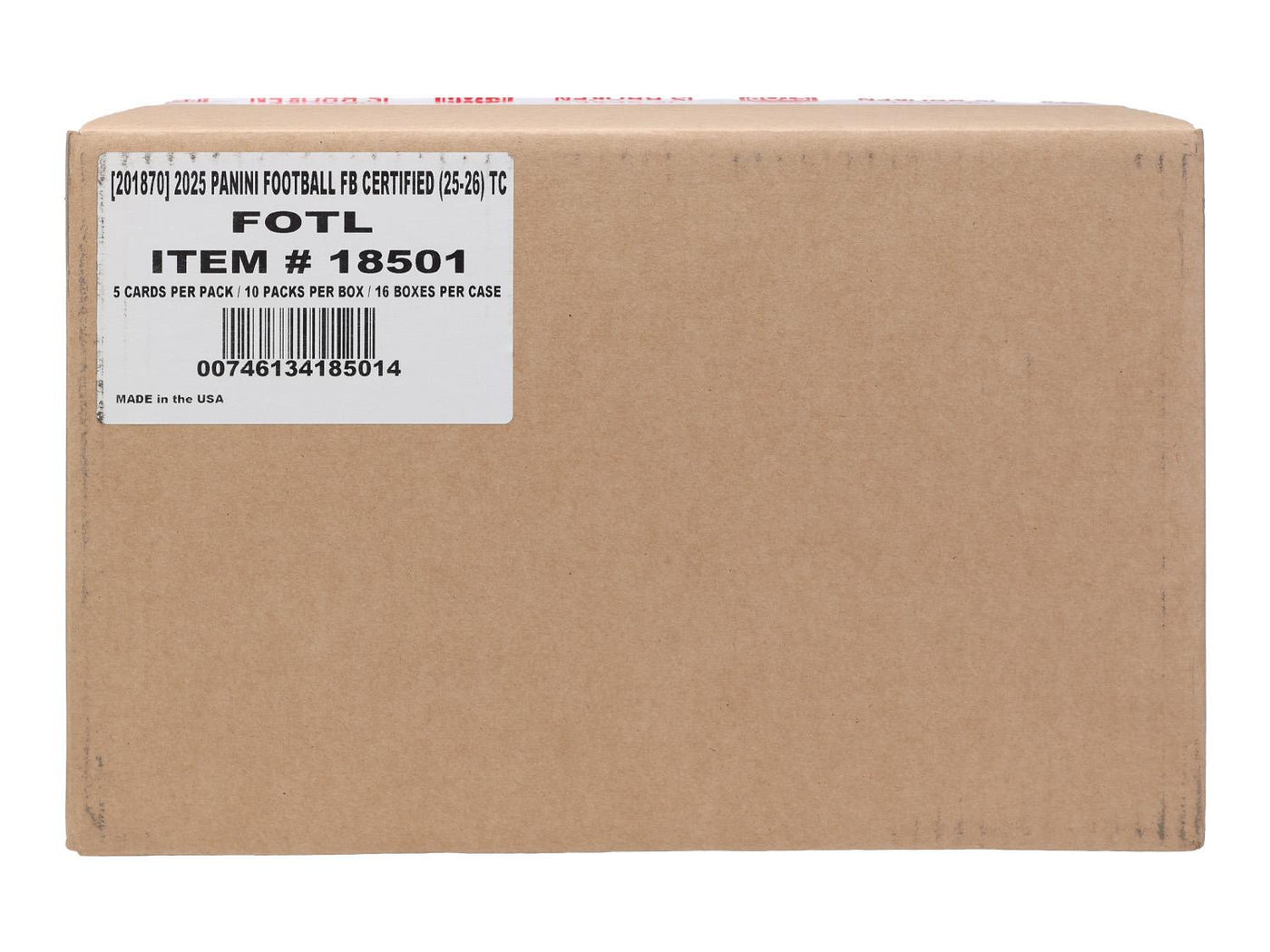 2025 Panini Certified Football 1st Off The Line FOTL Hobby 16-Box Case