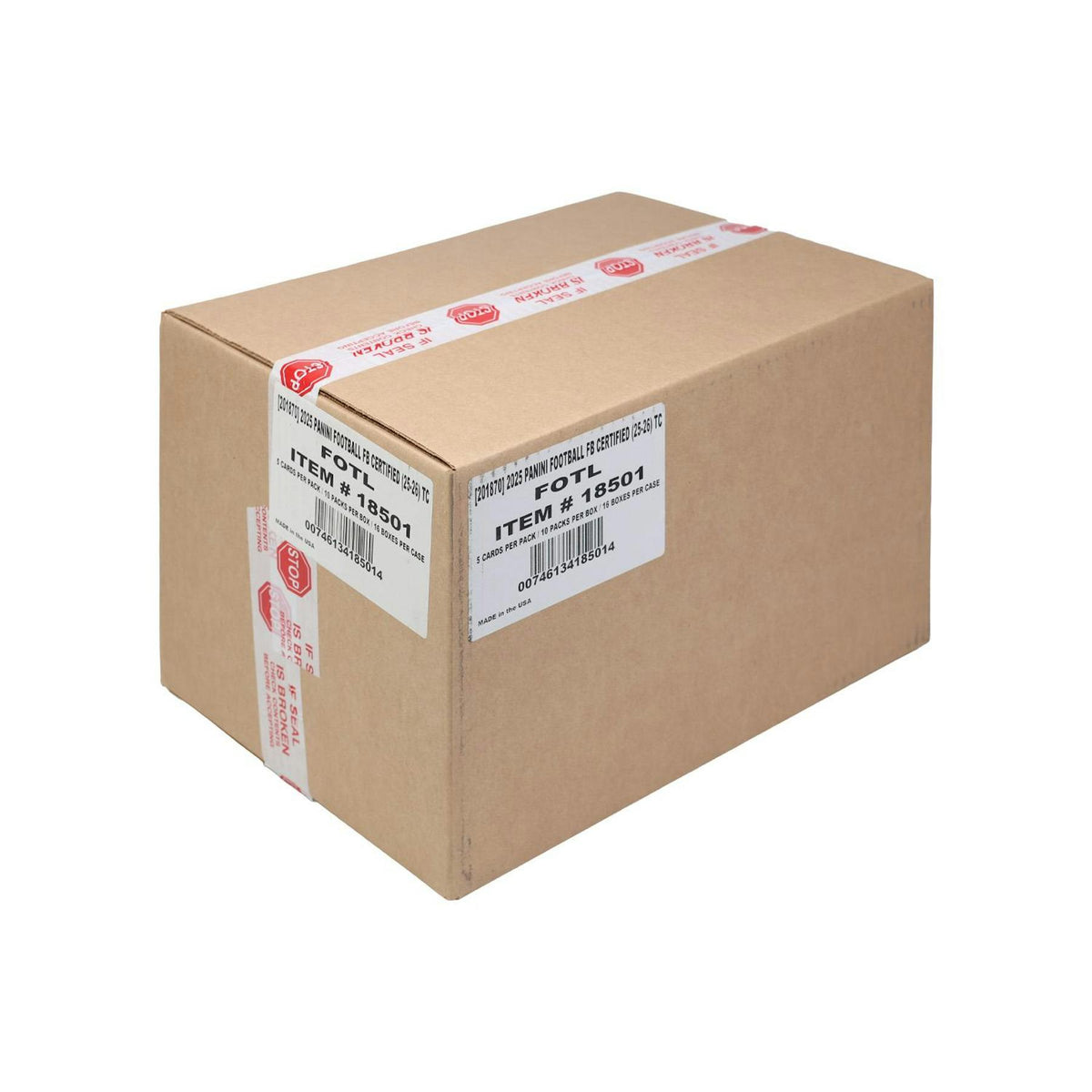 2025 Panini Certified Football 1st Off The Line FOTL Hobby 16-Box Case