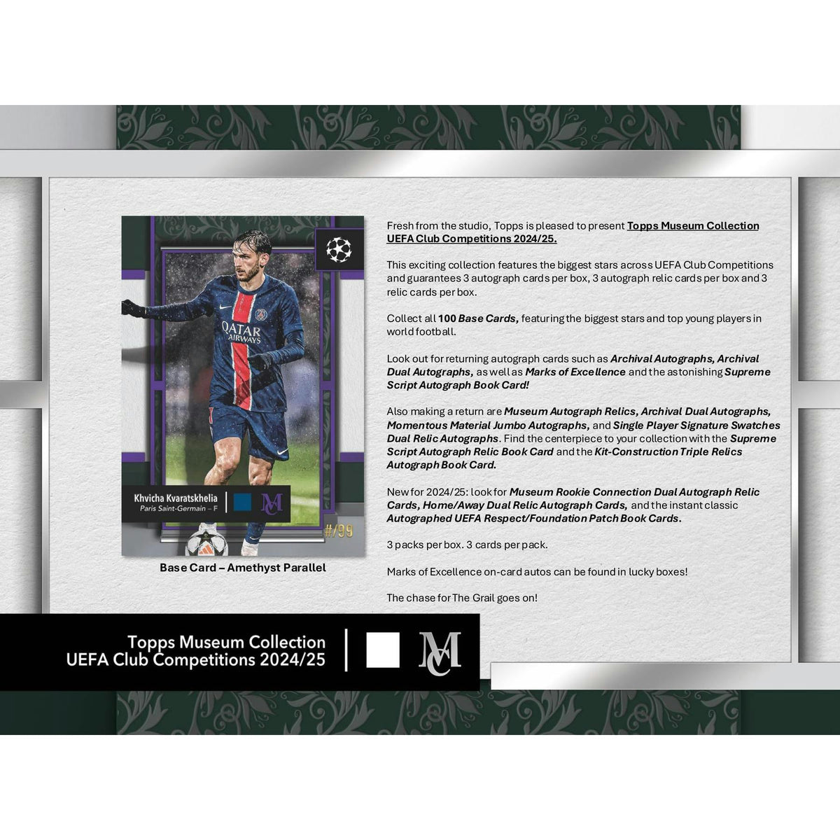 2024/25 Topps UEFA Club Competitions Museum Collection Soccer Hat Trick 4-Box Case