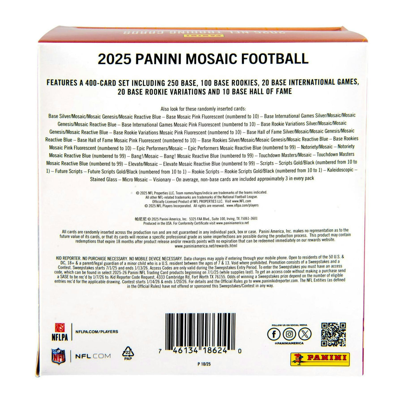 2025 Panini Mosaic Football Mega 20-Box Case (Reactive Blue Parallels!)