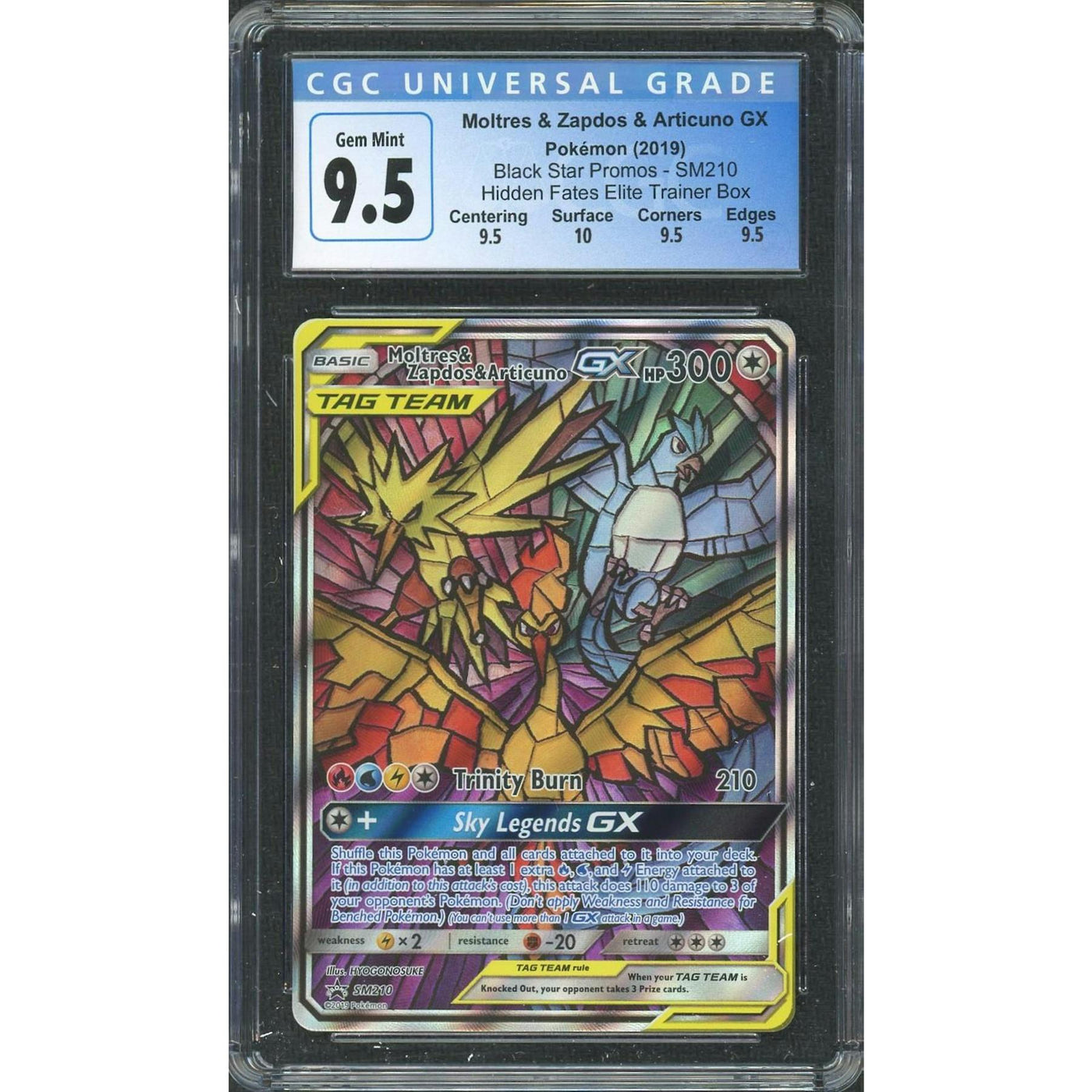 2019 Pokemon Hidden Fates Moltres/Zapdos/Articuno GX Promo SM210 CGC 9.5