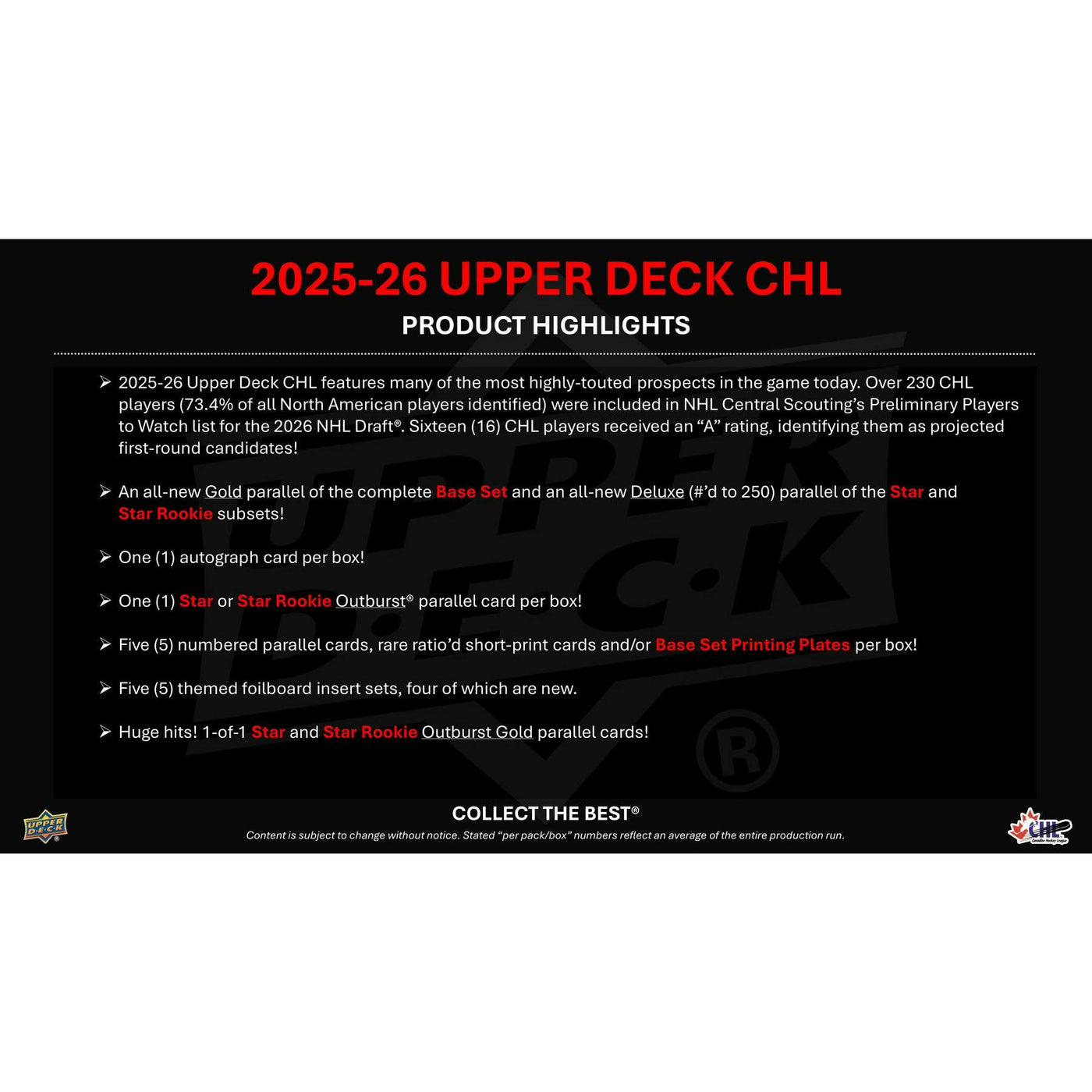 2025/26 Upper Deck CHL Hockey Hobby 16-Box Case